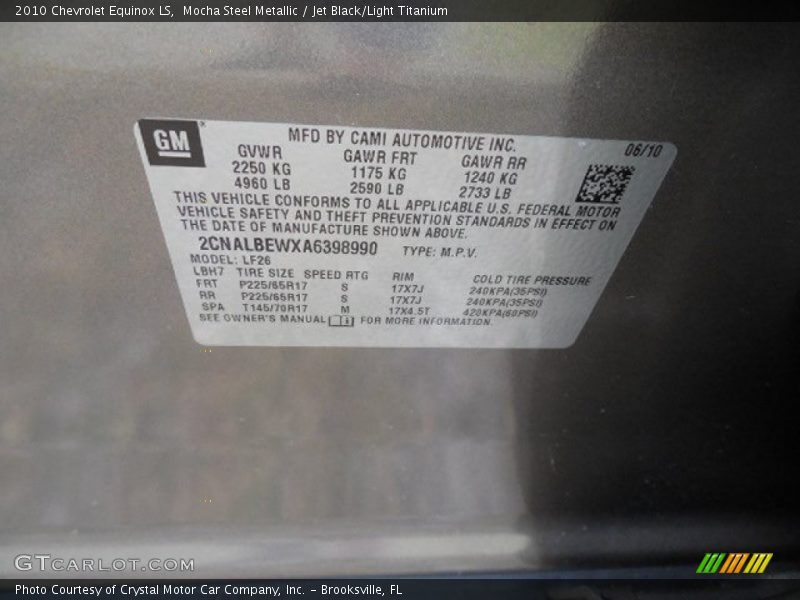 Mocha Steel Metallic / Jet Black/Light Titanium 2010 Chevrolet Equinox LS