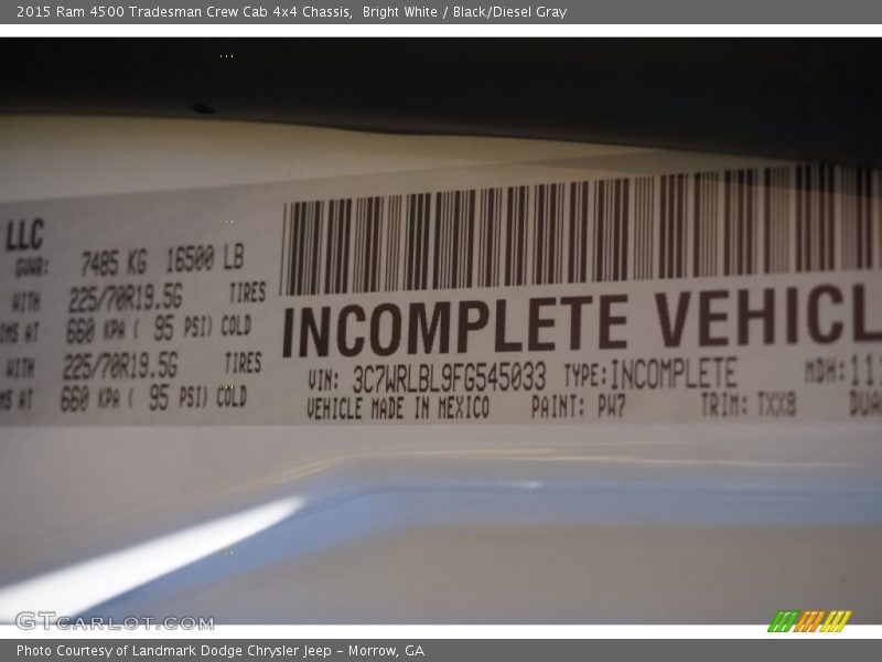 Bright White / Black/Diesel Gray 2015 Ram 4500 Tradesman Crew Cab 4x4 Chassis