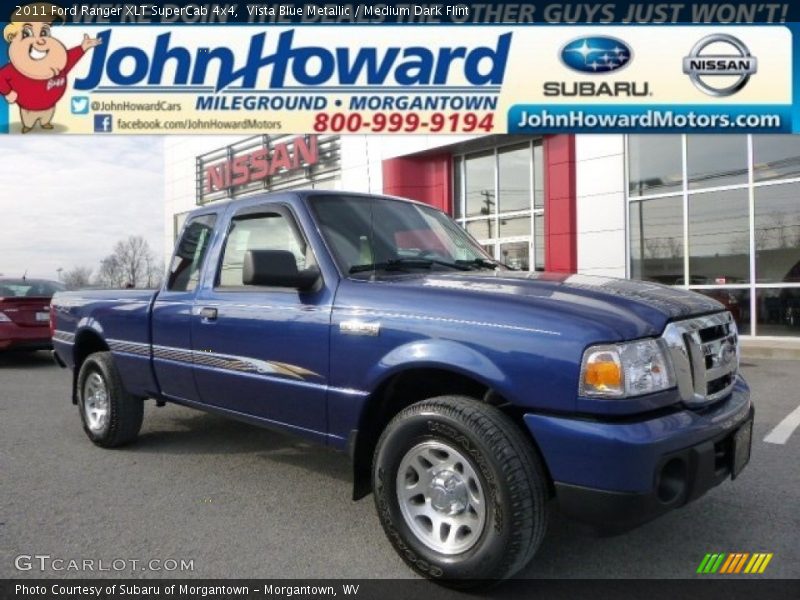 Vista Blue Metallic / Medium Dark Flint 2011 Ford Ranger XLT SuperCab 4x4