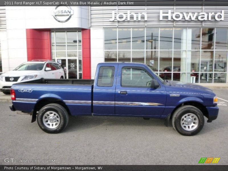 Vista Blue Metallic / Medium Dark Flint 2011 Ford Ranger XLT SuperCab 4x4