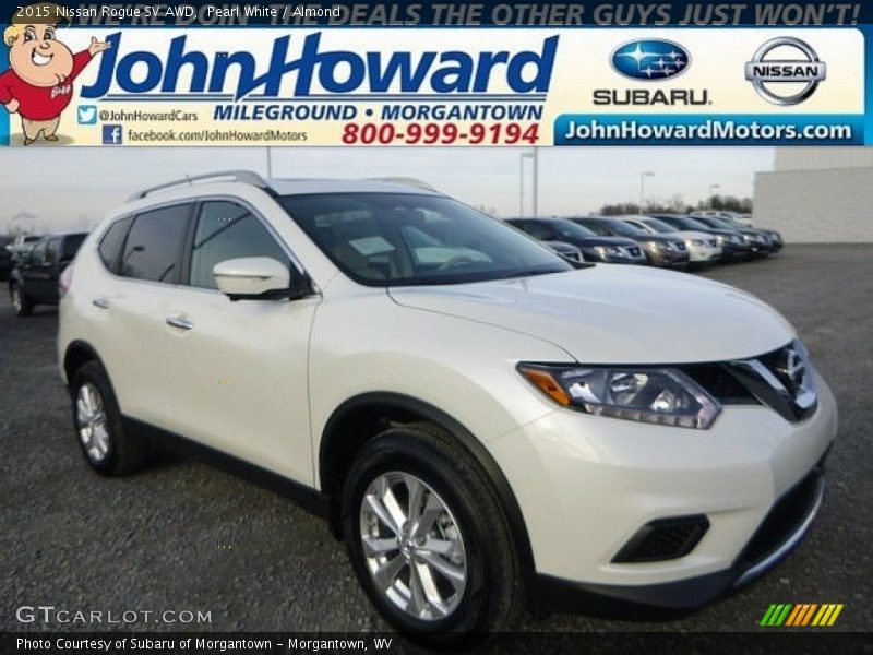 Pearl White / Almond 2015 Nissan Rogue SV AWD