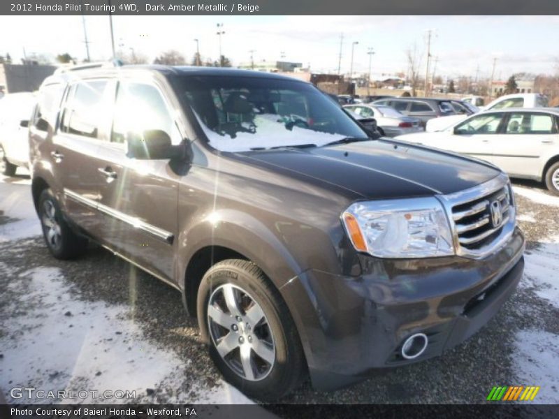 Dark Amber Metallic / Beige 2012 Honda Pilot Touring 4WD