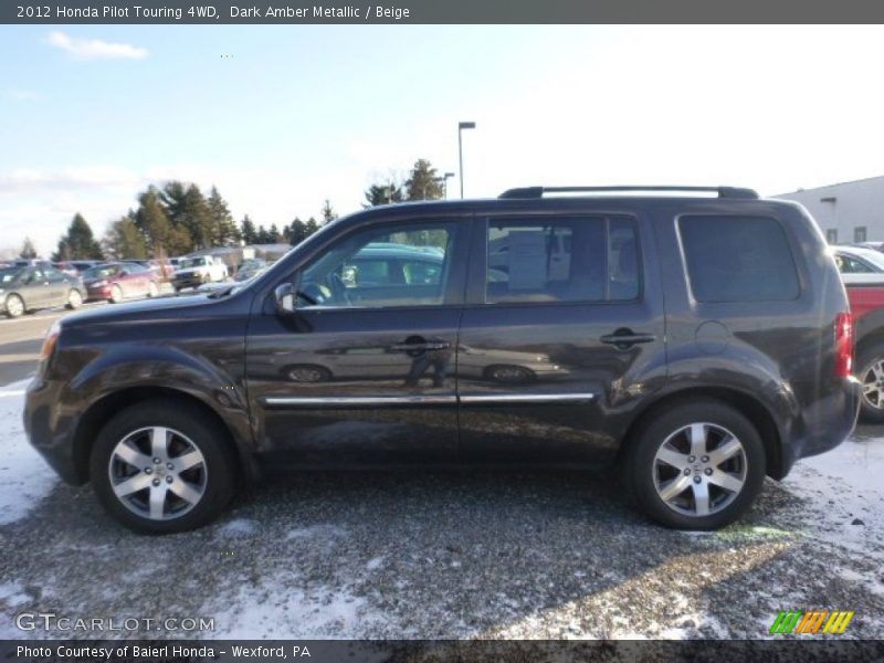 Dark Amber Metallic / Beige 2012 Honda Pilot Touring 4WD