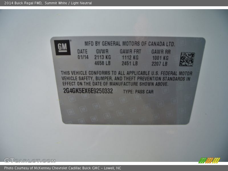 Summit White / Light Neutral 2014 Buick Regal FWD