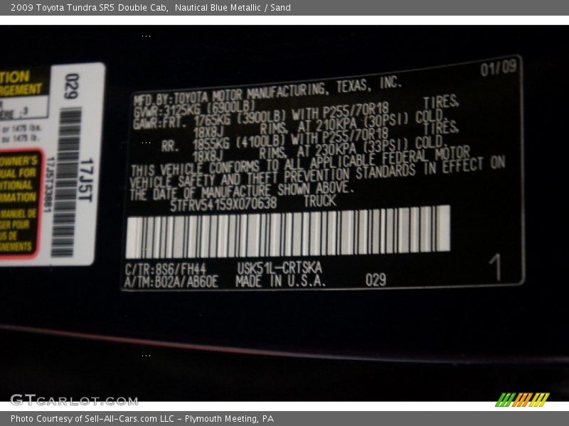 Nautical Blue Metallic / Sand 2009 Toyota Tundra SR5 Double Cab