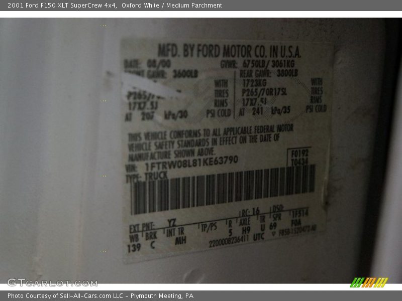 Oxford White / Medium Parchment 2001 Ford F150 XLT SuperCrew 4x4