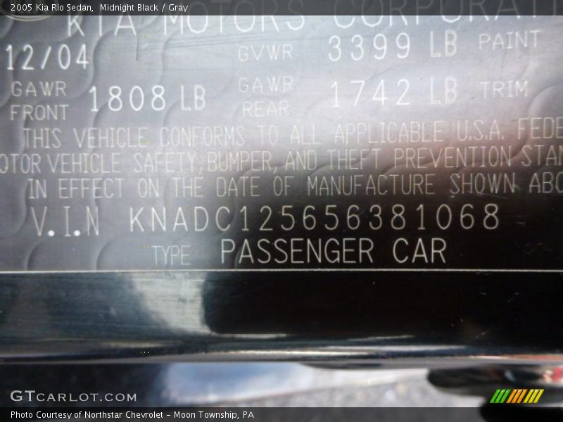 Midnight Black / Gray 2005 Kia Rio Sedan