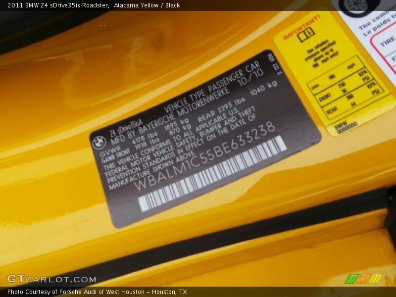 Atacama Yellow / Black 2011 BMW Z4 sDrive35is Roadster