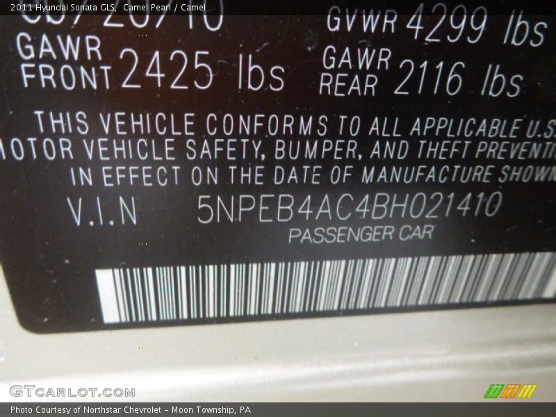 Camel Pearl / Camel 2011 Hyundai Sonata GLS