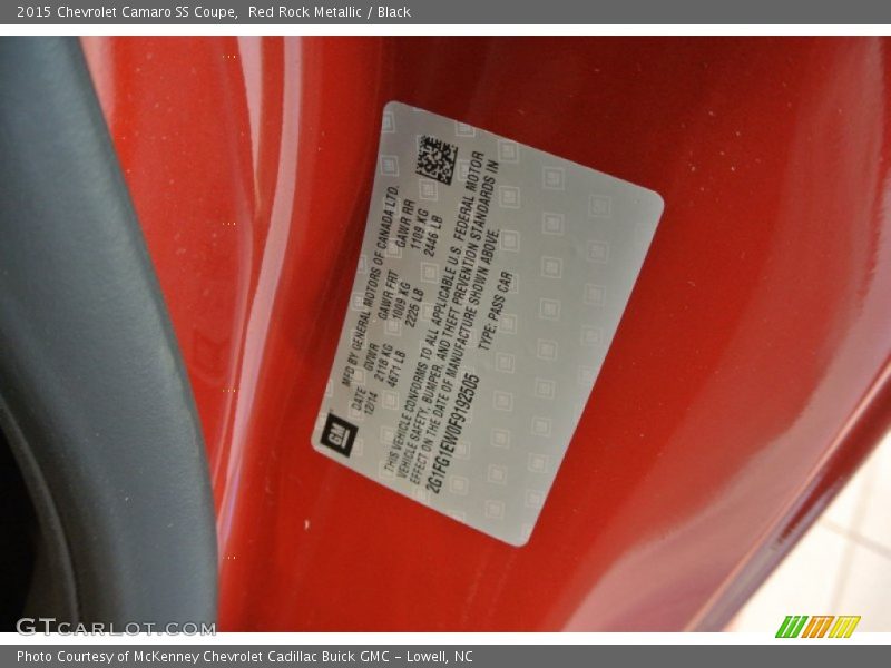 Red Rock Metallic / Black 2015 Chevrolet Camaro SS Coupe