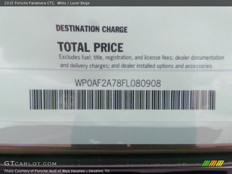 White / Luxor Beige 2015 Porsche Panamera GTS
