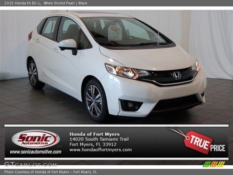 White Orchid Pearl / Black 2015 Honda Fit EX-L
