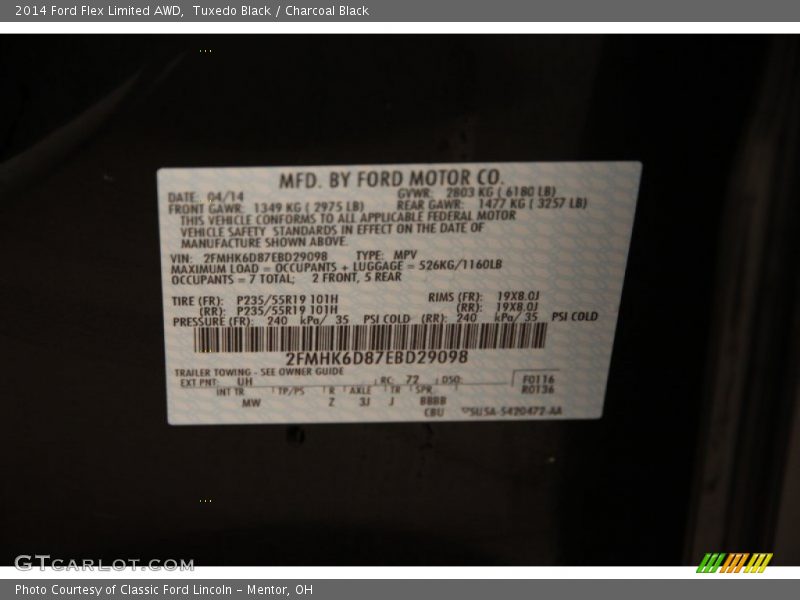 Tuxedo Black / Charcoal Black 2014 Ford Flex Limited AWD