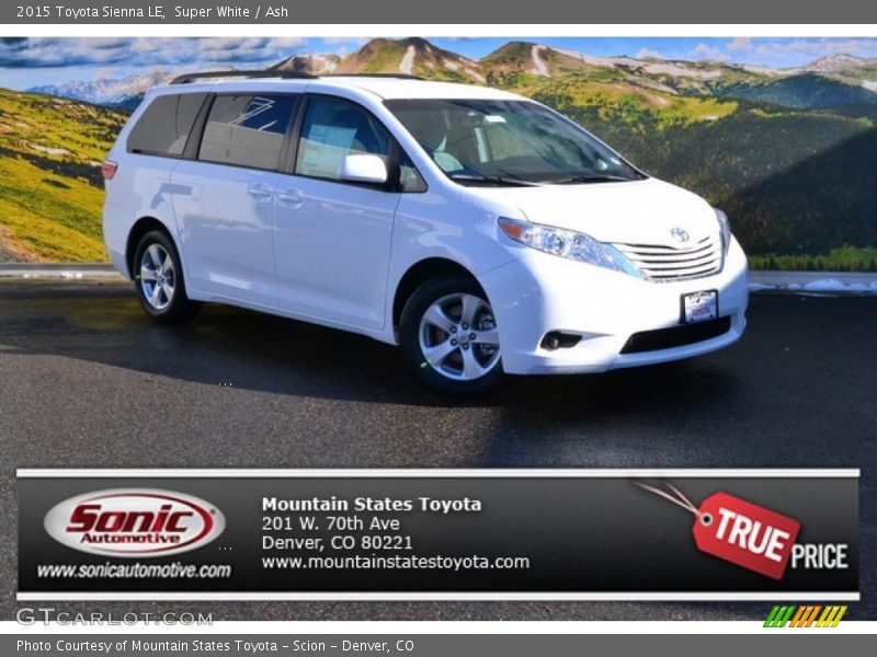 Super White / Ash 2015 Toyota Sienna LE