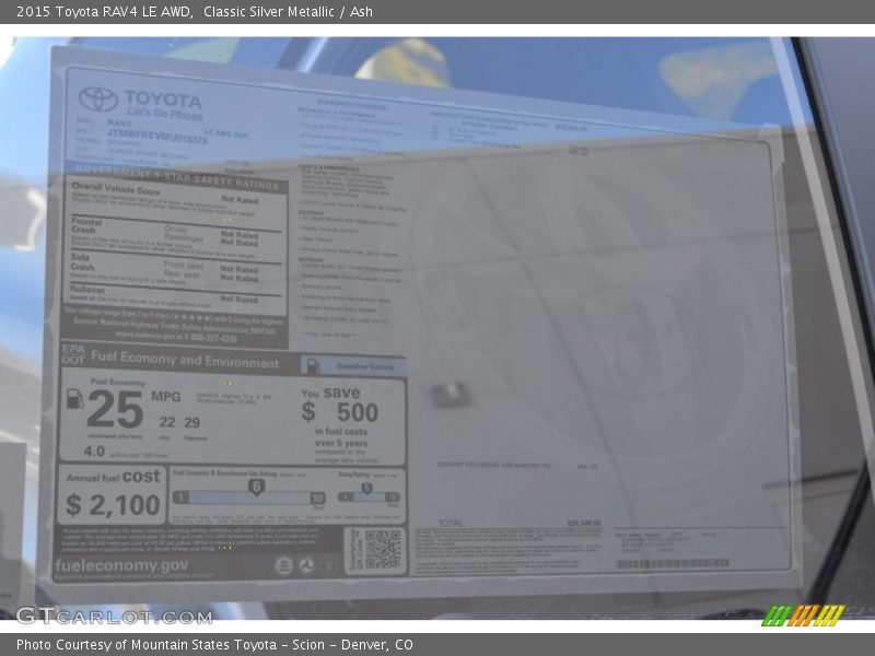 Classic Silver Metallic / Ash 2015 Toyota RAV4 LE AWD