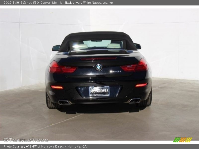 Jet Black / Ivory White Nappa Leather 2012 BMW 6 Series 650i Convertible