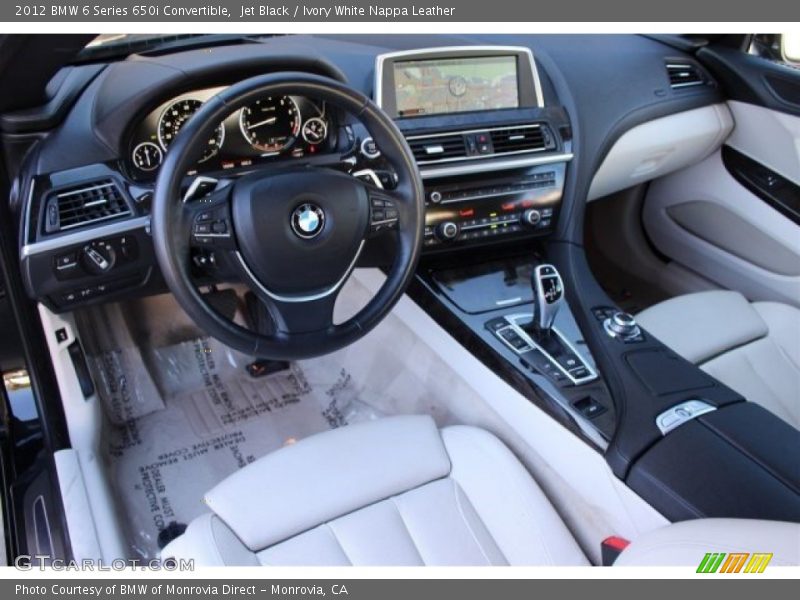 Jet Black / Ivory White Nappa Leather 2012 BMW 6 Series 650i Convertible