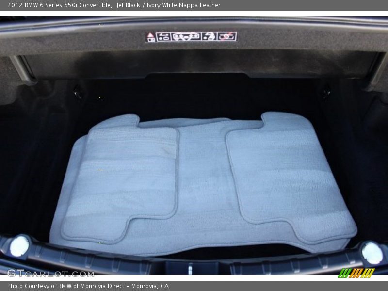 Jet Black / Ivory White Nappa Leather 2012 BMW 6 Series 650i Convertible