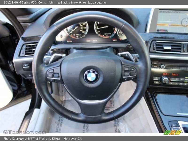 Jet Black / Ivory White Nappa Leather 2012 BMW 6 Series 650i Convertible