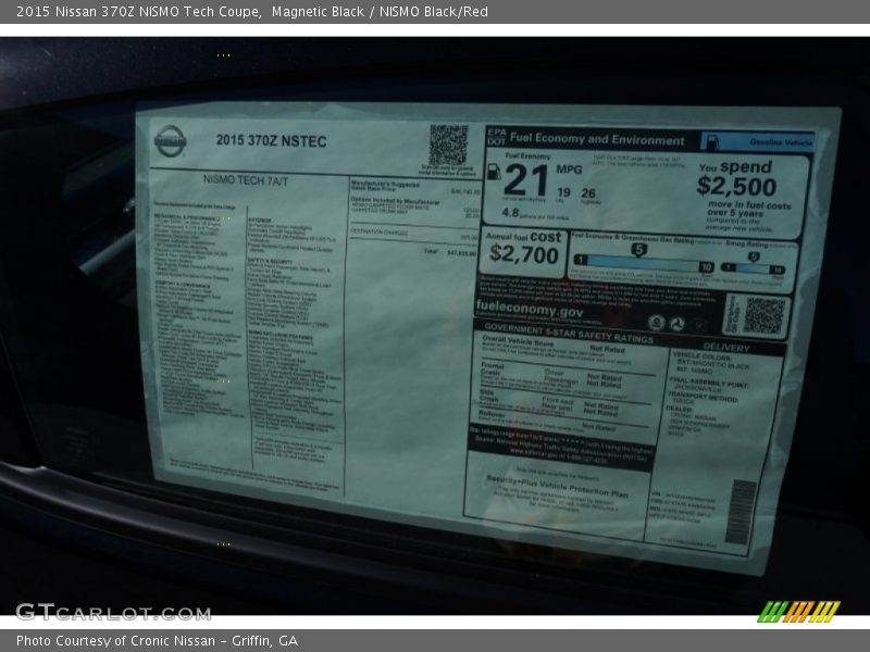 2015 370Z NISMO Tech Coupe Window Sticker