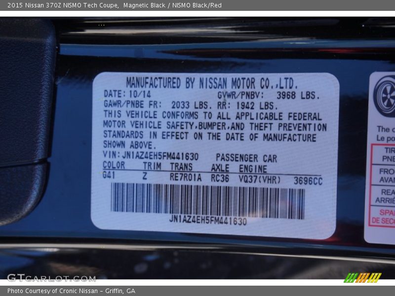 2015 370Z NISMO Tech Coupe Magnetic Black Color Code G41