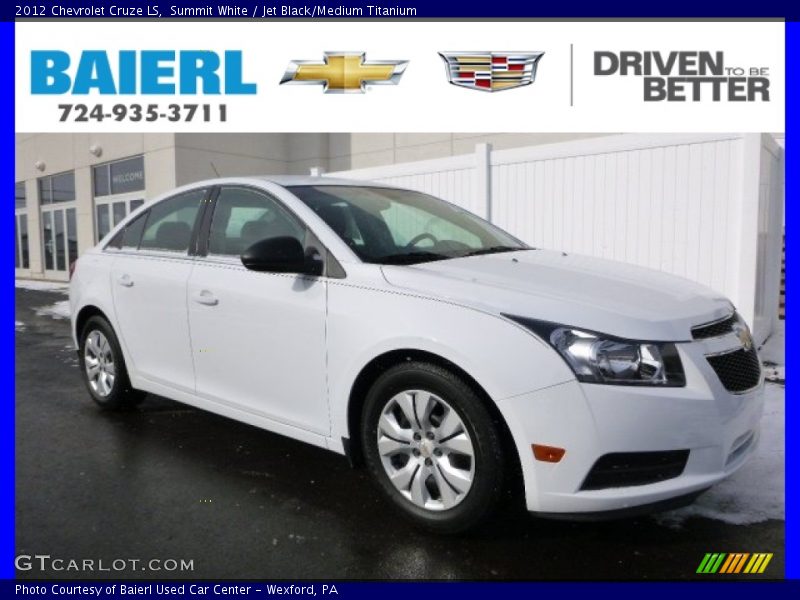 Summit White / Jet Black/Medium Titanium 2012 Chevrolet Cruze LS