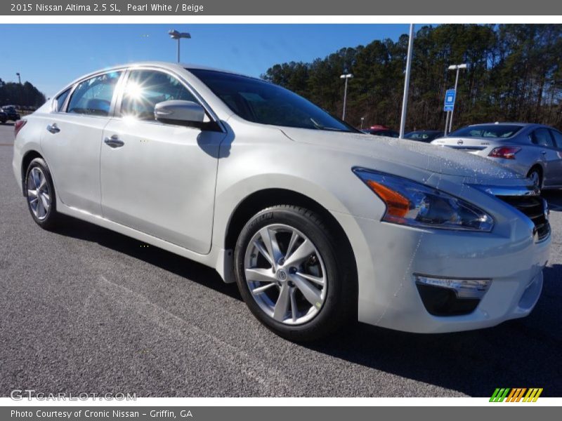 Pearl White / Beige 2015 Nissan Altima 2.5 SL