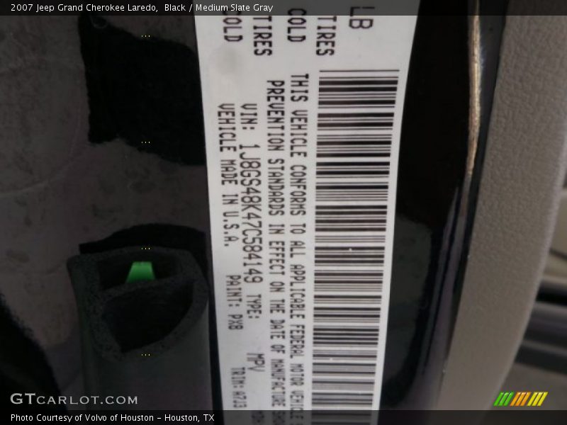 Black / Medium Slate Gray 2007 Jeep Grand Cherokee Laredo