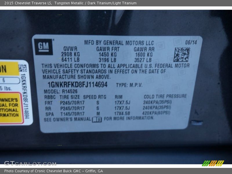 Tungsten Metallic / Dark Titanium/Light Titanium 2015 Chevrolet Traverse LS