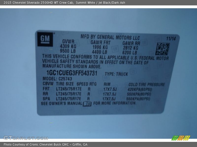 Summit White / Jet Black/Dark Ash 2015 Chevrolet Silverado 2500HD WT Crew Cab