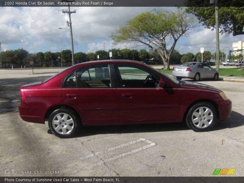 Radiant Ruby Red Pearl / Beige 2002 Honda Civic EX Sedan