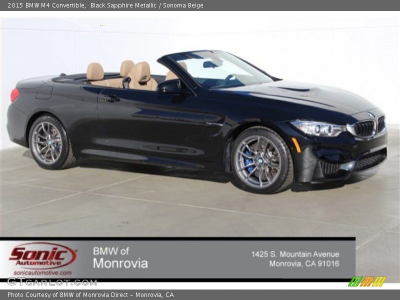 Black Sapphire Metallic / Sonoma Beige 2015 BMW M4 Convertible