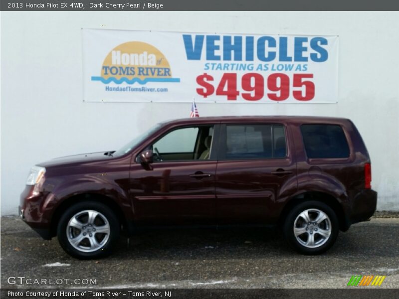 Dark Cherry Pearl / Beige 2013 Honda Pilot EX 4WD