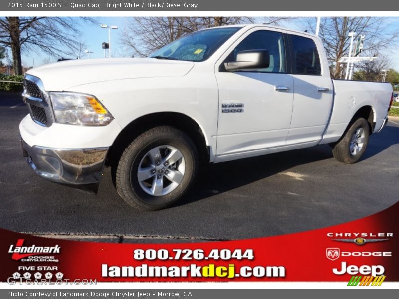 Bright White / Black/Diesel Gray 2015 Ram 1500 SLT Quad Cab