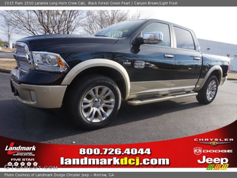 Black Forest Green Pearl / Canyon Brown/Light Frost 2015 Ram 1500 Laramie Long Horn Crew Cab