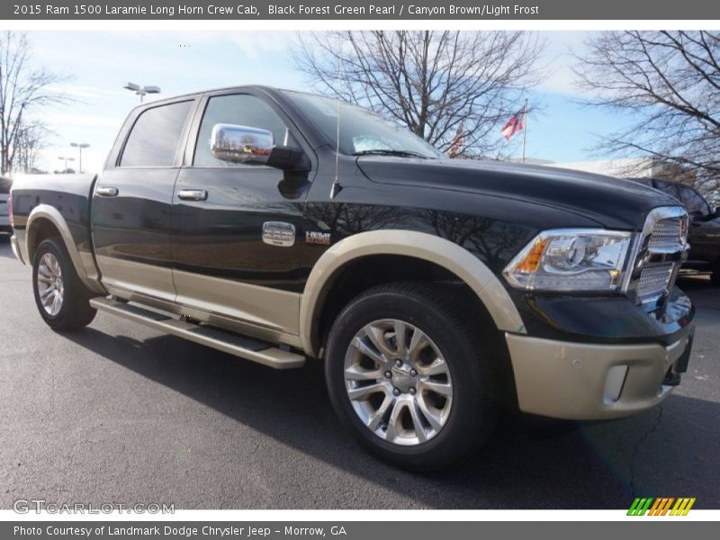 Black Forest Green Pearl / Canyon Brown/Light Frost 2015 Ram 1500 Laramie Long Horn Crew Cab