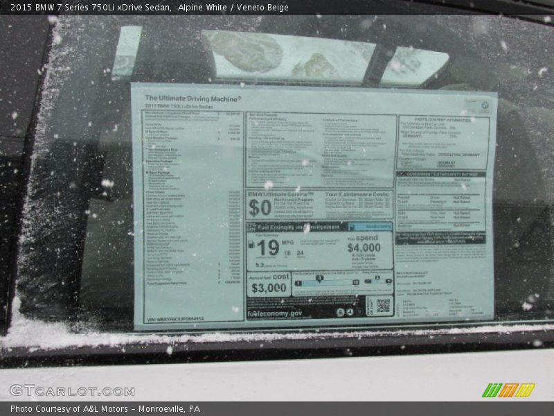 Alpine White / Veneto Beige 2015 BMW 7 Series 750Li xDrive Sedan