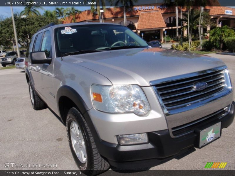 Silver Birch Metallic / Camel 2007 Ford Explorer XLT
