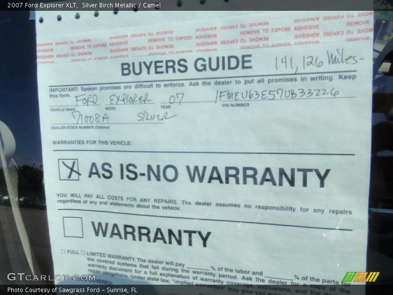 Silver Birch Metallic / Camel 2007 Ford Explorer XLT