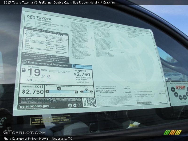 Blue Ribbon Metallic / Graphite 2015 Toyota Tacoma V6 PreRunner Double Cab