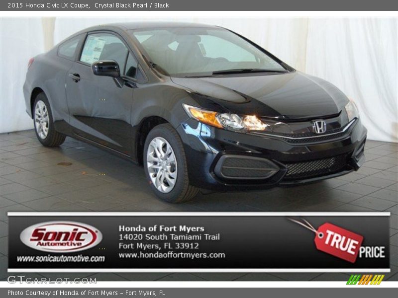 Crystal Black Pearl / Black 2015 Honda Civic LX Coupe