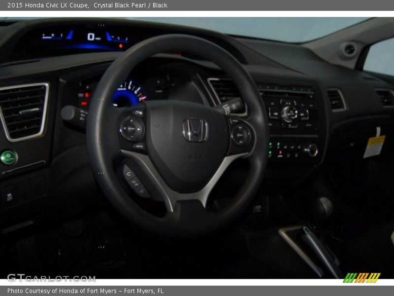 Crystal Black Pearl / Black 2015 Honda Civic LX Coupe