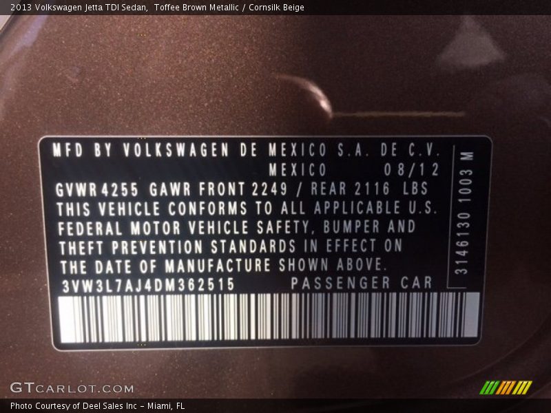 Toffee Brown Metallic / Cornsilk Beige 2013 Volkswagen Jetta TDI Sedan