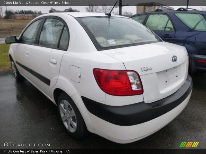Clear White / Beige 2009 Kia Rio LX Sedan