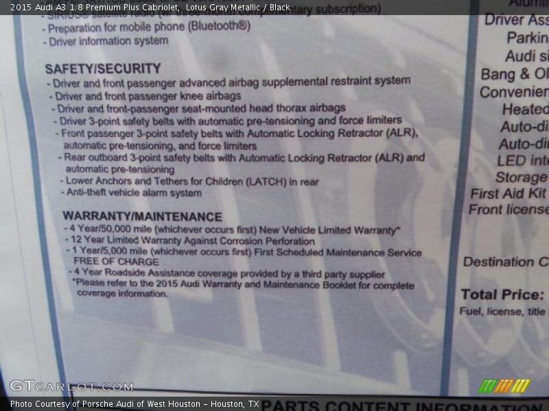 Lotus Gray Metallic / Black 2015 Audi A3 1.8 Premium Plus Cabriolet