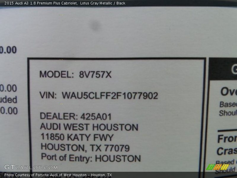 Lotus Gray Metallic / Black 2015 Audi A3 1.8 Premium Plus Cabriolet