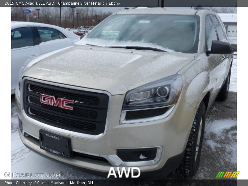 Champagne Silver Metallic / Ebony 2015 GMC Acadia SLE AWD