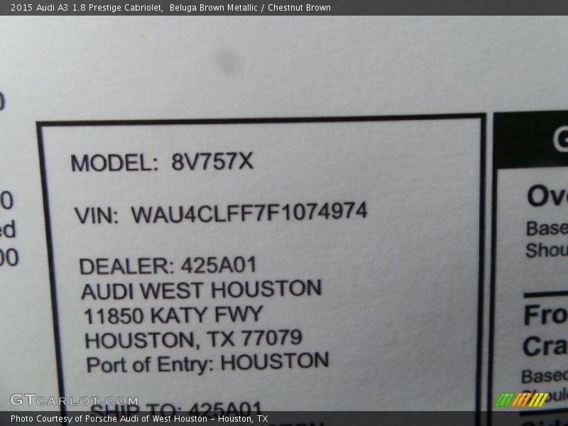 Beluga Brown Metallic / Chestnut Brown 2015 Audi A3 1.8 Prestige Cabriolet