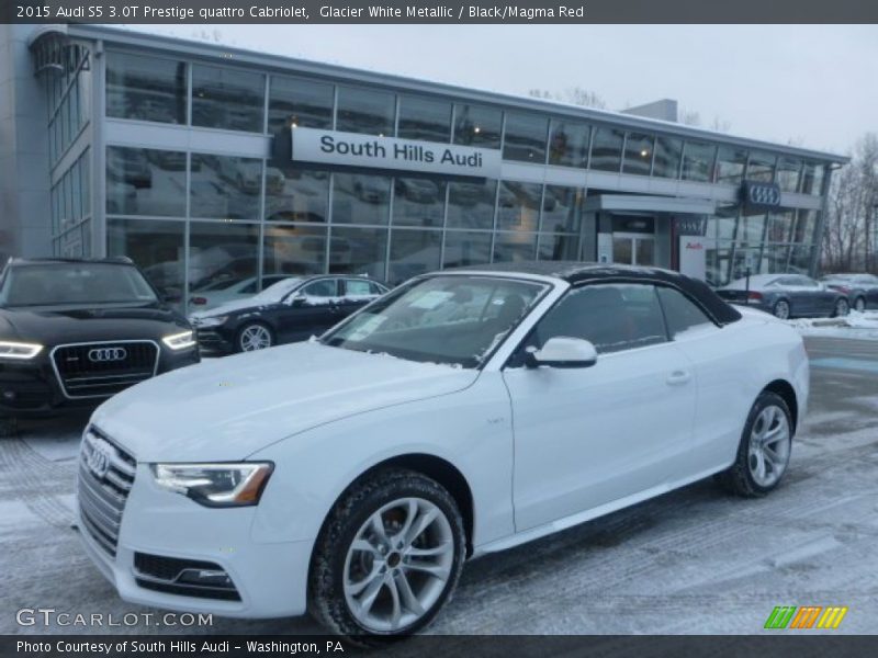 Glacier White Metallic / Black/Magma Red 2015 Audi S5 3.0T Prestige quattro Cabriolet