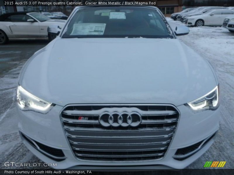 Glacier White Metallic / Black/Magma Red 2015 Audi S5 3.0T Prestige quattro Cabriolet